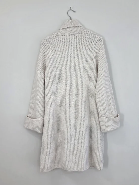 MANGO midi soft cozy cushy thick ribbed oversized sweater coat Small - Picture 9 of 12